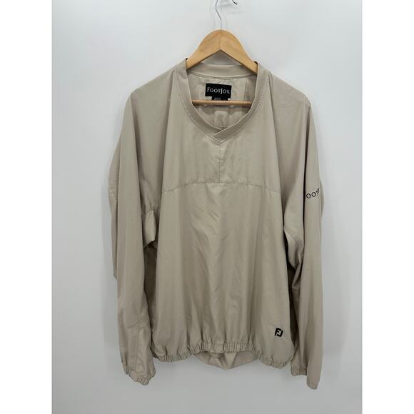 Footjoy Mens Pullover Windbreaker Size XL Tan Pockets Golf Casual Lightweight - Picture 1 of 10